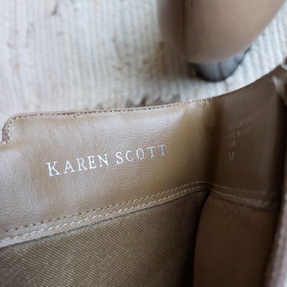 Karen Scott Riser Leather Ankle Booties Heeled Side Zip size 7.5M Neutral - Picture 6 of 11